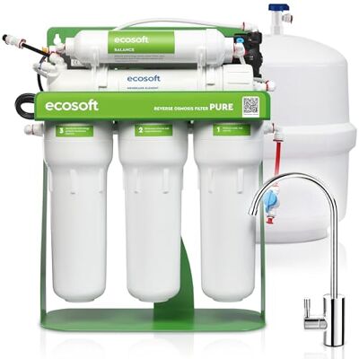 EcoSoft PURE Balance Umkehrosmoseanlage mit Remineralisierung 6 Stufen Wasserfilter leistet 12 Liter per Stunde mit Pumpe EcoSoft PURE Balance Umkehrosmoseanlage mit Remineralisierung 6 Stufen Wasserfilter leistet 12 Liter per Stunde mit Pumpe