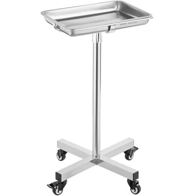 VEVOR Laborwagen Servierwagen Edelstahl mit abnehmbaren Tabletts aus Edelstahl Tragkraft bis 16 kg, einstellbare Höhe 64-101cm, medizinisches Tablett für Spa Salon Klinik Körperpflege Silber VEVOR Laborwagen Servierwagen Edelstahl mit abnehmbaren Tabletts aus Edelstahl Tragkraft bis 16 kg, einstellbare Höhe 64-101cm, medizinisches Tablett für Spa Salon Klinik Körperpflege Silber