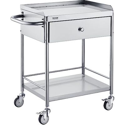 VEVOR Zweistöckiger Laborwagen Gerätewagen Medizintechnik Servierwagen 201 Edelstahl Tragbar Abräumwagen mit Schubladen 100 kg Tragfähigkeit, 710 x 421 x 785 mm (mit Griff) Labor Rollwagen VEVOR Zweistöckiger Laborwagen Gerätewagen Medizintechnik Servierwagen 201 Edelstahl Tragbar Abräumwagen mit Schubladen 100 kg Tragfähigkeit, 710 x 421 x 785 mm (mit Griff) Labor Rollwagen