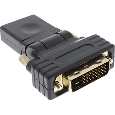 InLine 17660W HDMI-DVI Adapter, HDMI Buchse auf DVI Stecker, flexibler Winkel, vergoldete Kontakte, 4K2K kompatibel InLine 17660W HDMI-DVI Adapter, HDMI Buchse auf DVI Stecker, flexibler Winkel, vergoldete Kontakte, 4K2K kompatibel