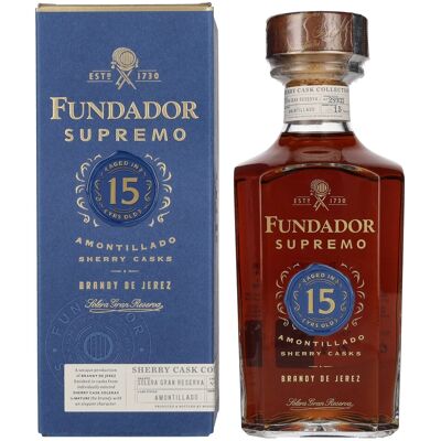 Fundador Brandy Fundador Supremo 15 Years Old Sherry Casks Brandy de Jerez 40% Vol. 0,7l in Geschenkbox Fundador Brandy Fundador Supremo 15 Years Old Sherry Casks Brandy de Jerez 40% Vol. 0,7l in Geschenkbox