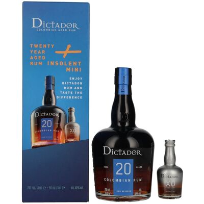 Dictador 20 Jahre alter Icon Reserve Colombischer Rum - 40% Vol. 0,7l in Geschenkbox mit Dictador XO Insolent Miniatur 0,05l Dictador 20 Jahre alter Icon Reserve Colombischer Rum - 40% Vol. 0,7l in Geschenkbox mit Dictador XO Insolent Miniatur 0,05l