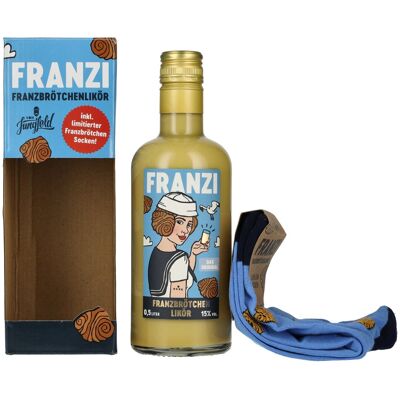 Franzi Likör Franzi Franzbrötchen Likör 15% Vol. 0,5l in Geschenkbox mit Socken Franzi Likör Franzi Franzbrötchen Likör 15% Vol. 0,5l in Geschenkbox mit Socken