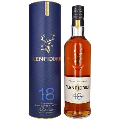 Glenfiddich 18 Years Old Port Cask Single Malt Travel Exclusive 43% Vol. 0,7l in Geschenkbox Glenfiddich 18 Years Old Port Cask Single Malt Travel Exclusive 43% Vol. 0,7l in Geschenkbox