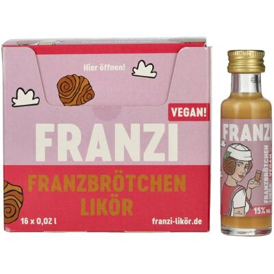 Franzi Likör Franzi Franzbrötchen VEGAN Likör 15% Vol. 16x0,02l Franzi Likör Franzi Franzbrötchen VEGAN Likör 15% Vol. 16x0,02l