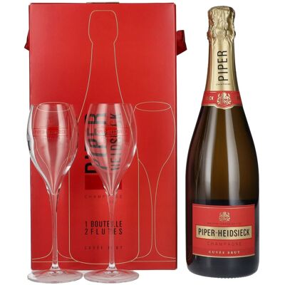 Piper-Heidsieck Champagne CUVÉE BRUT 12% Vol. 0,75l in Geschenkbox mit 2 Gläsern Piper-Heidsieck Champagne CUVÉE BRUT 12% Vol. 0,75l in Geschenkbox mit 2 Gläsern