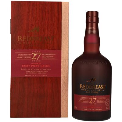 Redbreast 27 Years Old Single Pot Still Irish Whiskey RUBY PORT CASK 55,9% Vol. 0,7l in Holzkiste Redbreast 27 Years Old Single Pot Still Irish Whiskey RUBY PORT CASK 55,9% Vol. 0,7l in Holzkiste