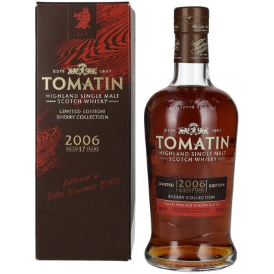 Tomatin Whisky Tomatin 17 Years Old SHERRY COLLECTION Pedro Ximénez Sherry Butts Limited Edition 2006 46% Vol. 0,7l in Geschenkbox Tomatin Whisky Tomatin 17 Years Old SHERRY COLLECTION Pedro Ximénez Sherry Butts Limited Edition 2006 46% Vol. 0,7l in Geschenkbox