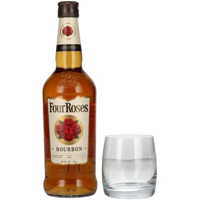 Four Roses Bourbon 40% Vol. 0,7l mit Whisky Glas Four Roses Bourbon 40% Vol. 0,7l mit Whisky Glas