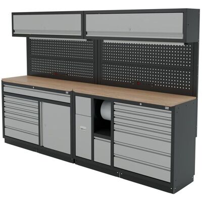 HBM modulares Werkstattsystem 10-teilig, schwarz, grau HBM modulares Werkstattsystem 10-teilig, schwarz, grau
