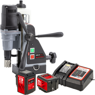 HBM Euroboor kabellose Magnet-Kernbohrmaschine EBM.36+/P-18V 9Ah 36mm - 1 7/16" HBM Euroboor kabellose Magnet-Kernbohrmaschine EBM.36+/P-18V 9Ah 36mm - 1 7/16"