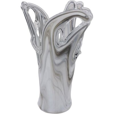 Murano Glas Vase Weiß und Taubengrau Vulkan - Tammaro Home Murano Glas Vase Weiß und Taubengrau Vulkan - Tammaro Home