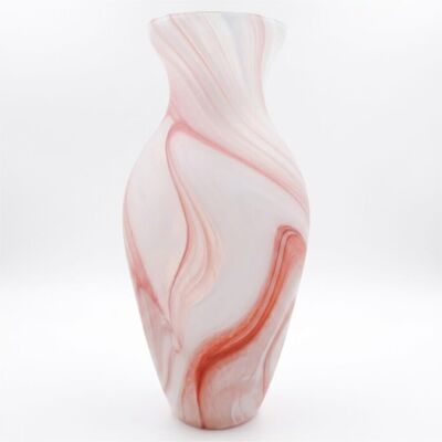 Murano Glas Vase Amphora Satinweiß mit Roten Adern - Tammaro Home Murano Glas Vase Amphora Satinweiß mit Roten Adern - Tammaro Home