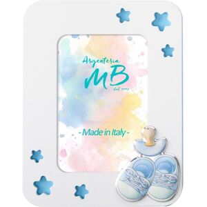 Weißer Geburtsfotorahmen Aus Holz Mit Babyschuhen Und Schnuller Junge - Argenteria Mb Weißer Geburtsfotorahmen Aus Holz Mit Babyschuhen Und Schnuller Junge - Argenteria Mb
