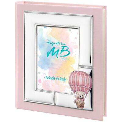 Baby-Fotoalbum Teddybär auf Rosa Heißluftballon Personalisierbar mit Namensgravur - Argenteria MB Baby-Fotoalbum Teddybär auf Rosa Heißluftballon Personalisierbar mit Namensgravur - Argenteria MB