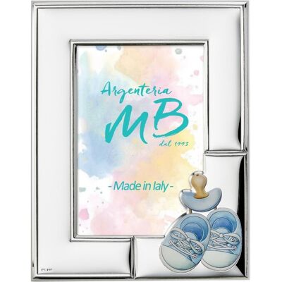Bilderrahmen zur Geburt eines Jungen mit blauen Schuhen und Namensgravur cm 10 x 15 - Argenteria MB Bilderrahmen zur Geburt eines Jungen mit blauen Schuhen und Namensgravur cm 10 x 15 - Argenteria MB