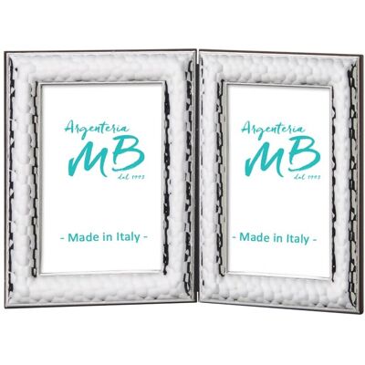 Bilderrahmen für Zwei 9x13 cm Fotos mit Gehämmertem PVD-Silberrahmen - Argenteria MB Bilderrahmen für Zwei 9x13 cm Fotos mit Gehämmertem PVD-Silberrahmen - Argenteria MB