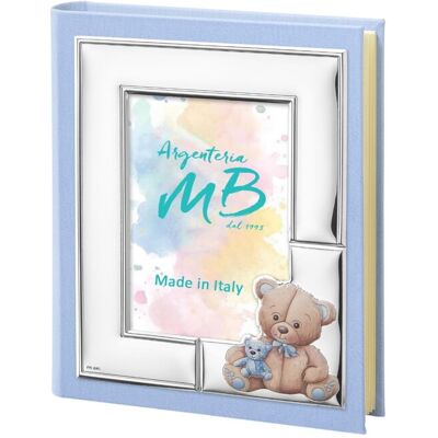 Personalisierbares Babyparty-Fotoalbum mit Blauem Teddybär und Namensgravur - Argenteria MB Personalisierbares Babyparty-Fotoalbum mit Blauem Teddybär und Namensgravur - Argenteria MB