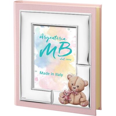 BabFotoalbum Teddybär auf Rosa Heißluftballon Personalisierbar mit Namensgravur - Argenteria MB BabFotoalbum Teddybär auf Rosa Heißluftballon Personalisierbar mit Namensgravur - Argenteria MB