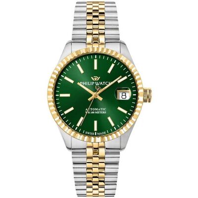 Philip Watch Herrenarmbanduhr Caribe Urban Automatik – Grünes Zifferblatt & Gold-Details R8223597115 - Philip Watch Philip Watch Herrenarmbanduhr Caribe Urban Automatik – Grünes Zifferblatt & Gold-Details R8223597115 - Philip Watch
