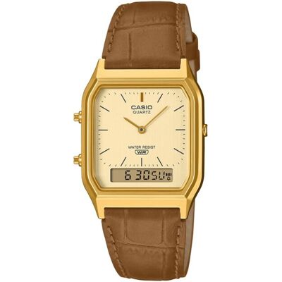 Unisex Analog-Digital Armbanduhr mit Goldenem Zifferblatt aus der Vintage-Kollektion AQ-230EGL-9AEF - CASIO Unisex Analog-Digital Armbanduhr mit Goldenem Zifferblatt aus der Vintage-Kollektion AQ-230EGL-9AEF - CASIO