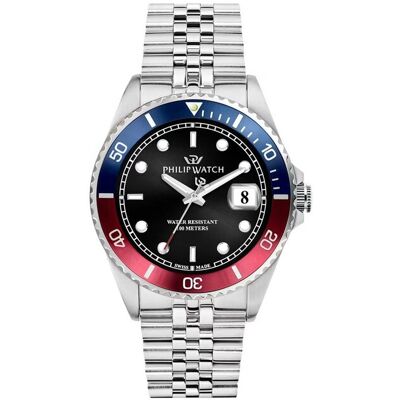 Philip Watch Caribe Sport Herrenarmbanduhr Blau-Rote Lünette Schwarzes Zifferblatt - Philip Watch Philip Watch Caribe Sport Herrenarmbanduhr Blau-Rote Lünette Schwarzes Zifferblatt - Philip Watch