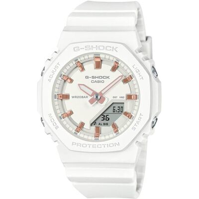 G-Shock GMA-P2100M-7AER Damen Analog-Digital Uhr, Weiß mit goldfarbenen Akzenten - CASIO G-Shock GMA-P2100M-7AER Damen Analog-Digital Uhr, Weiß mit goldfarbenen Akzenten - CASIO