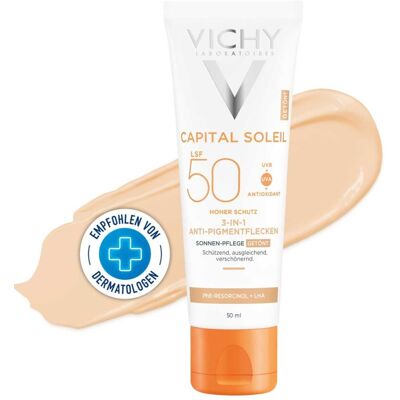 Vichy 3-in-1 getönte Anti-Dunkle Flecken Pflege SPF 50+ Sonnencreme (50ml) Vichy 3-in-1 getönte Anti-Dunkle Flecken Pflege SPF 50+ Sonnencreme (50ml)