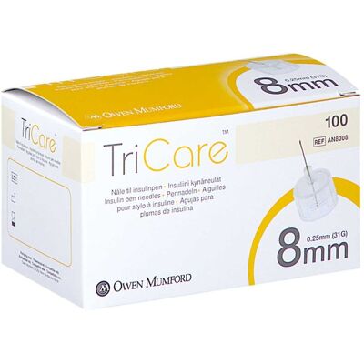 Tricare Pen-nadeln 8 mm 100stk Tricare Pen-nadeln 8 mm 100stk
