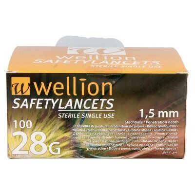 Wellion Safetylancets 28 G Sicherheitseinmallanz. 100stk Wellion Safetylancets 28 G Sicherheitseinmallanz. 100stk