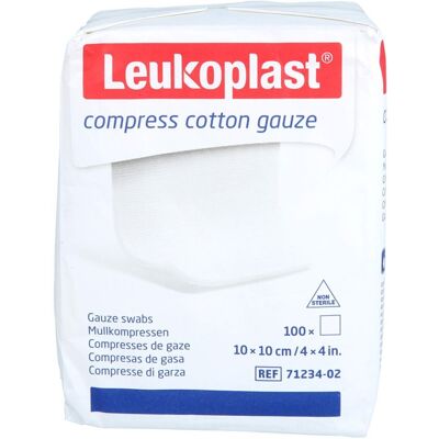 Leukoplast Compress Cotton Gauze 10x10cm Unst.8f 100stk Leukoplast Compress Cotton Gauze 10x10cm Unst.8f 100stk