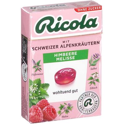 Ricola Himbeere Melisse Bonbons ohne Zucker Box 50g Ricola Himbeere Melisse Bonbons ohne Zucker Box 50g