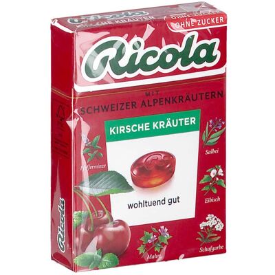 Ricola Kirsche Kräuter Bonbons ohne Zucker Box 50g Ricola Kirsche Kräuter Bonbons ohne Zucker Box 50g