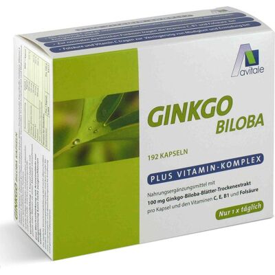 Avitale Ginkgo 100 mg + Vitamine C, E, B1 und Folsäure Kapseln 192stk Avitale Ginkgo 100 mg + Vitamine C, E, B1 und Folsäure Kapseln 192stk