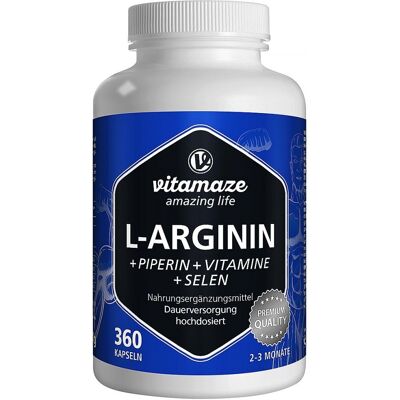 Vispura L-ARGININ 750 mg hochd.+Piperin+Vitamine 360stk Vispura L-ARGININ 750 mg hochd.+Piperin+Vitamine 360stk