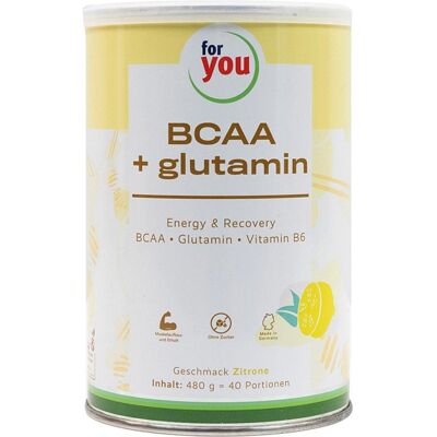 FOR YOU BCAA + Glutamin Zitronen Energie & Erholung Pulver FOR YOU BCAA + Glutamin Zitronen Energie & Erholung Pulver