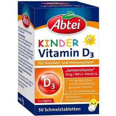 Abtei Kinder Vitamin D3 Schmelztabletten 50stk Abtei Kinder Vitamin D3 Schmelztabletten 50stk
