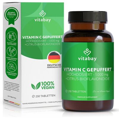 Vitabay Vitamin C 1000 mg Bioflavonoide - Vegan, Verzögerte Wirkstofffreisetzung - Vitamine und Nahrungsergänzungsmittel Vitabay Vitamin C 1000 mg Bioflavonoide - Vegan, Verzögerte Wirkstofffreisetzung - Vitamine und Nahrungsergänzungsmittel