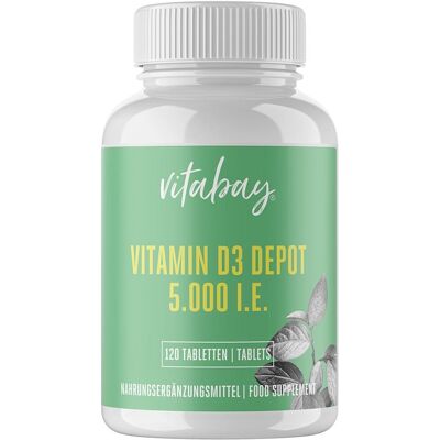 Vitabay Vitamin D3 - 5000 IU - 120 Tabletten - Vitamin D3 Ergänzung Vitabay Vitamin D3 - 5000 IU - 120 Tabletten - Vitamin D3 Ergänzung