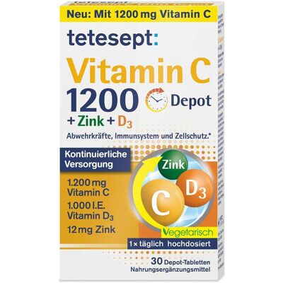 Tetesept Vitamin C 1.200mg + Zink+D3 Depot Tabletten 30stk Tetesept Vitamin C 1.200mg + Zink+D3 Depot Tabletten 30stk