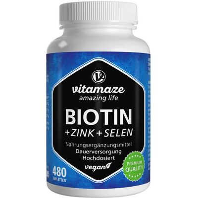 Vitamaze GmbH Biotin 10 mg Hochdosiert + Zink + Selen Tabletten - Nahrungsergänzung Vitamaze GmbH Biotin 10 mg Hochdosiert + Zink + Selen Tabletten - Nahrungsergänzung