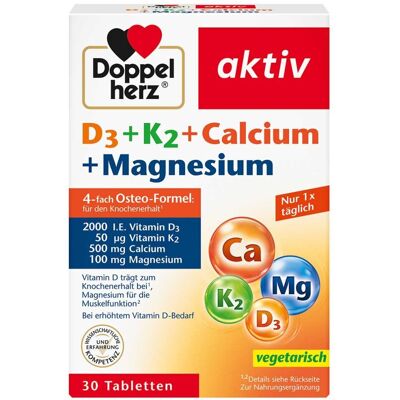 Doppelherz aktiv D3 + K2 + Calcium + Magnesium Tabletten 30stk Doppelherz aktiv D3 + K2 + Calcium + Magnesium Tabletten 30stk