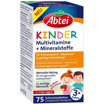 Abtei KINDER Multivitamine + Mineralstoffe Schmelztabletten 75stk Abtei KINDER Multivitamine + Mineralstoffe Schmelztabletten 75stk