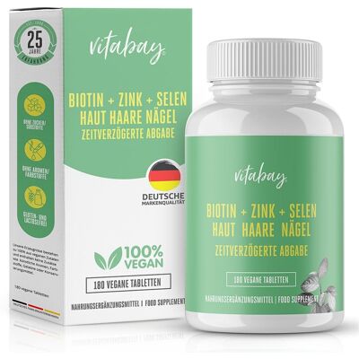 Vitabay D-Biotin 10 mg Depot + Selen 110 mcg + Zink 10 mg Tablet 180stk Vitabay D-Biotin 10 mg Depot + Selen 110 mcg + Zink 10 mg Tablet 180stk
