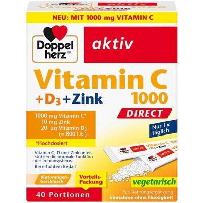 Doppelherz Vitamin C1000 +D3+Zink Direct Pellets 40stk Doppelherz Vitamin C1000 +D3+Zink Direct Pellets 40stk