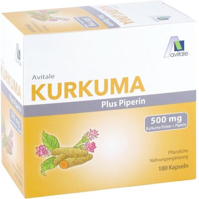 Avitale Kurkuma 500 mg+Piperin Kapseln 180stk Avitale Kurkuma 500 mg+Piperin Kapseln 180stk