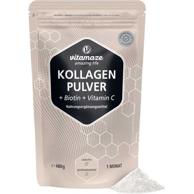 Vitamaze Kollagen Pulver + Biotin + Vitamin C 480g Vitamaze Kollagen Pulver + Biotin + Vitamin C 480g