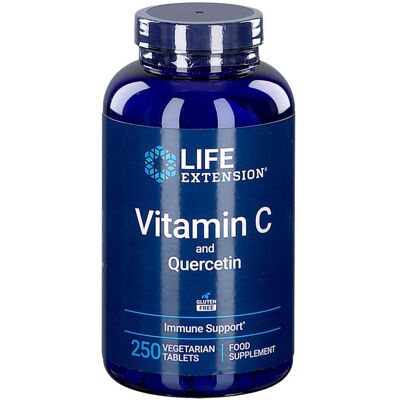 Life Extension Vitamin C mit Bio-Quercetin - Nahrungsergänzung - 1000mg - Vegetarische Tabletten - Unterstützt Immunität, Herz, Kollagen Life Extension Vitamin C mit Bio-Quercetin - Nahrungsergänzung - 1000mg - Vegetarische Tabletten - Unterstützt Immunität, Herz, Kollagen