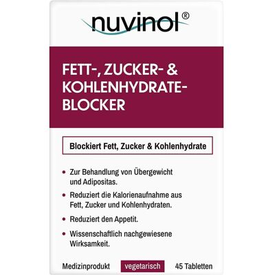 Nuvinol Fett- & Zucker- & Kohlenhydrateblocker Tabletten 45stk Nuvinol Fett- & Zucker- & Kohlenhydrateblocker Tabletten 45stk
