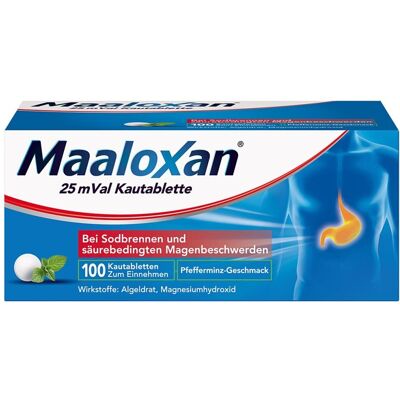 Nattermann & Cie GmbH Maaloxan 25 mVal Pfefferminz Kautabletten Nattermann & Cie GmbH Maaloxan 25 mVal Pfefferminz Kautabletten
